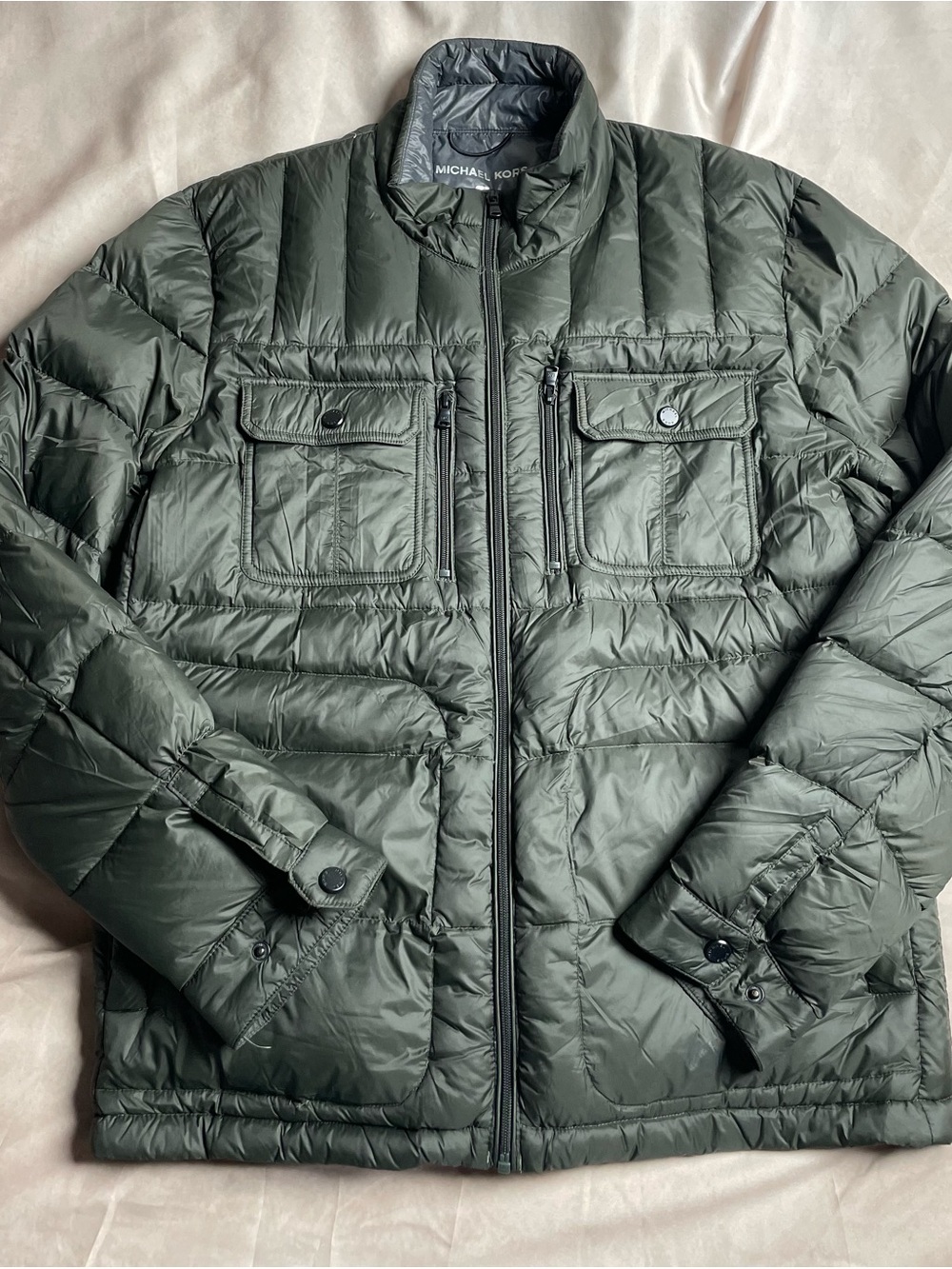 Michael Kors Packable Down Puffer Jacket Men's XL Olive Green 80% Down